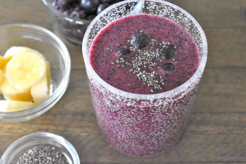 Blueberry Banana Chia Smoothie with Coconut Water