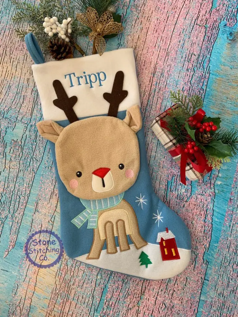 reindeer baby boy christmas stocking