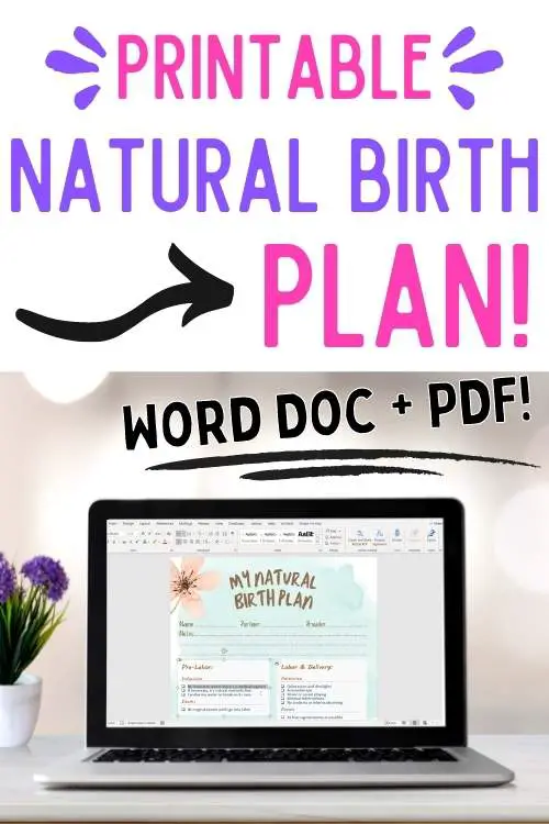 printable natural birth plan template doc and pdf