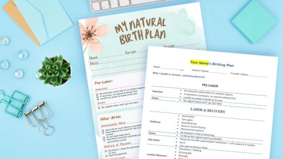 printable natural birth plan template