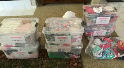 Storing baby clothes in plastic containers