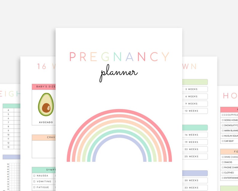 rainbow printable pregnancy planner