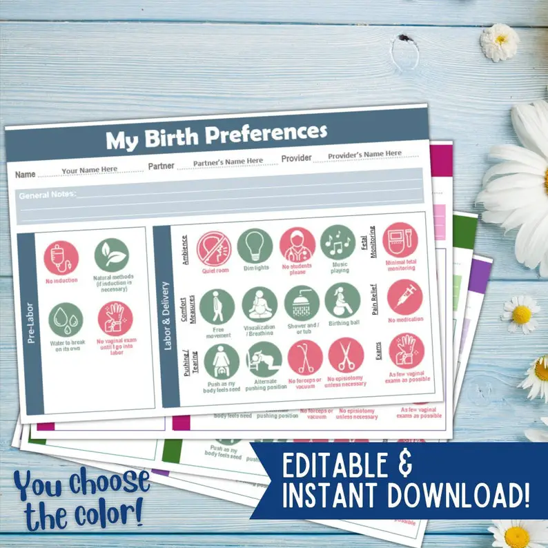 visual birth plan template design 3
