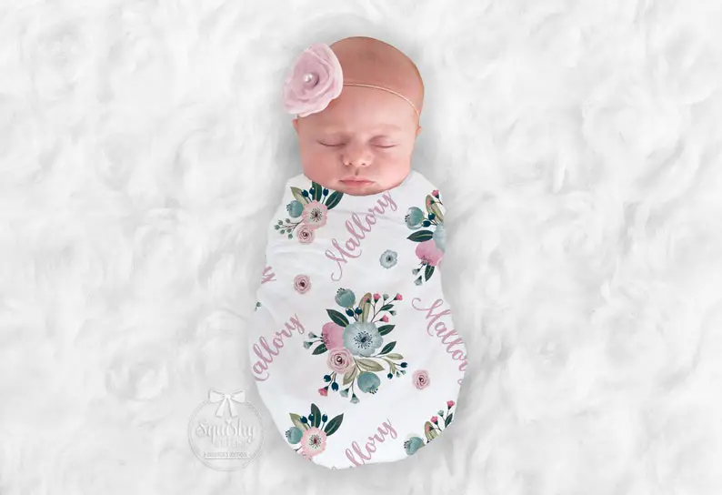 Personalized baby girl swaddle blanket