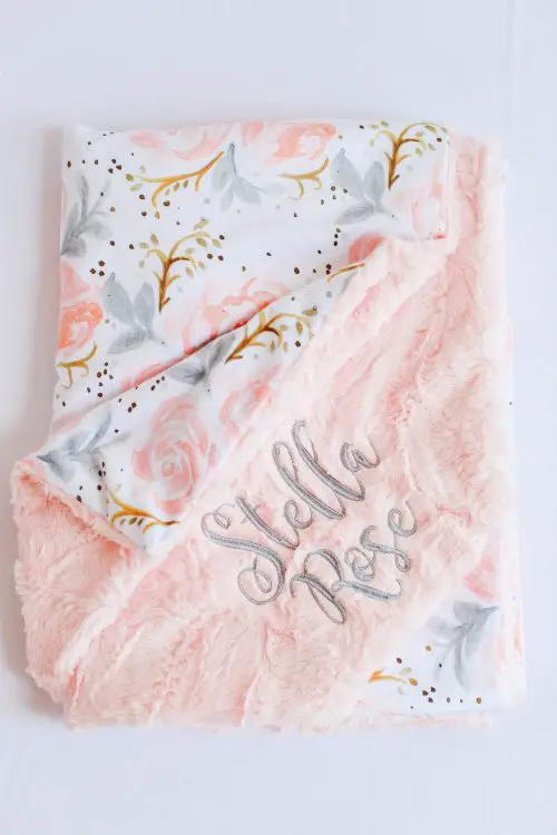 Minky Personalized Baby Girl Blanket