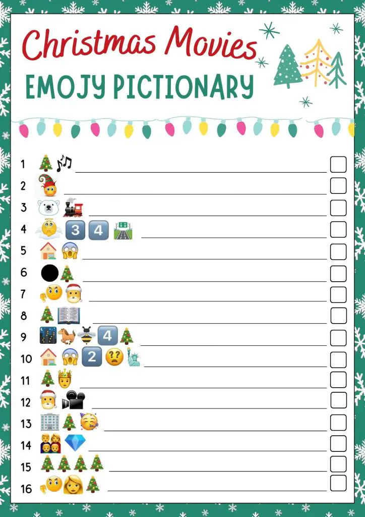 printable christmas movies emoji pictionary game